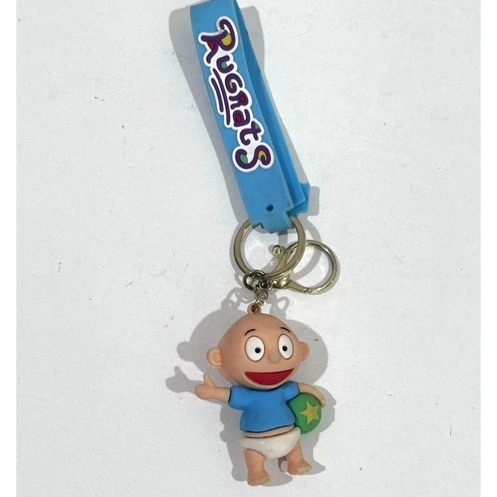 Rugrats Cartoon Character Keychain Blue Strap Plastic Detachable Keyring